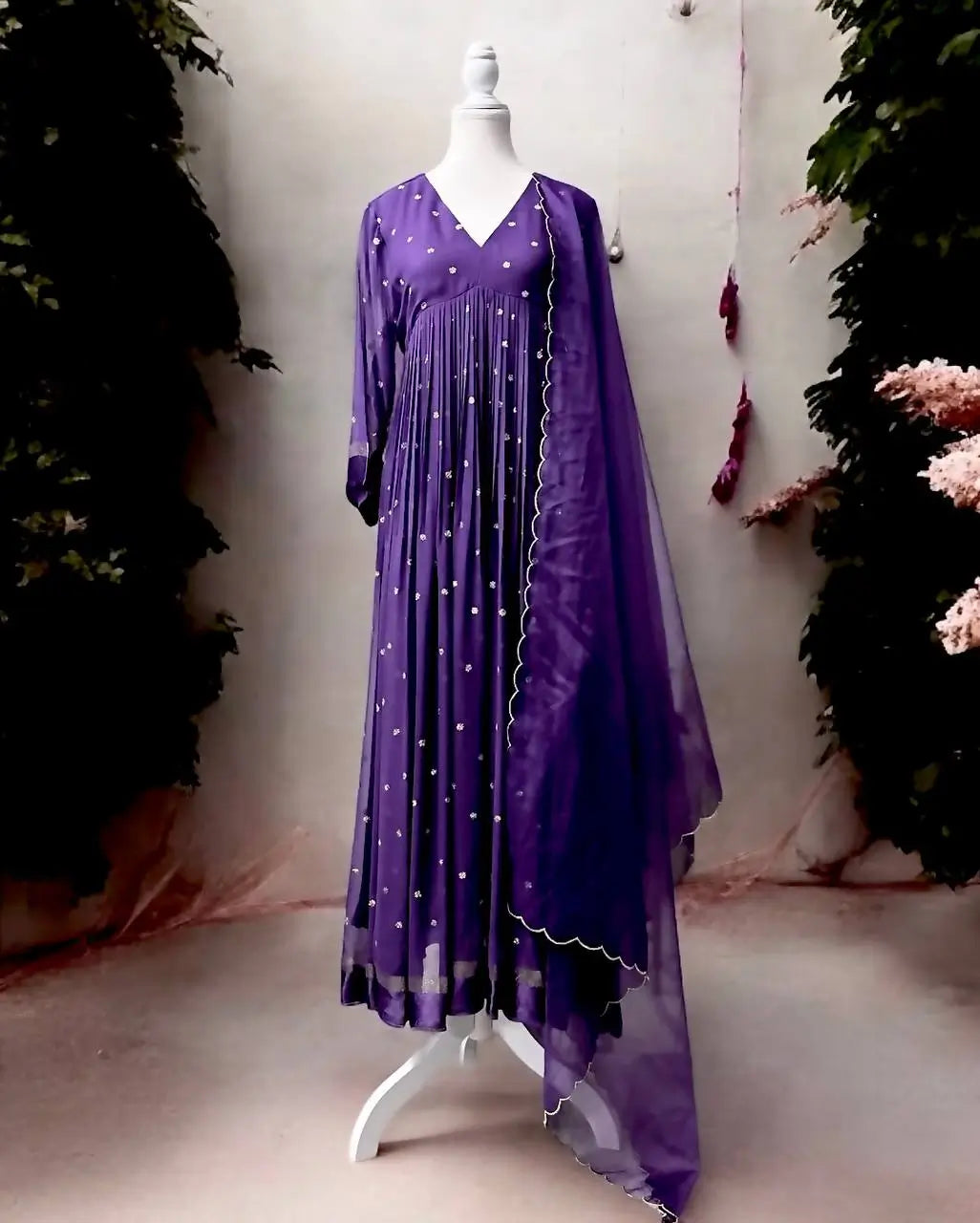 Viscose Georgette Party Wear Gown with Dupatta