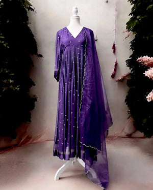 Viscose Georgette Party Wear Gown with Dupatta