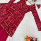 Viscose Rayon Bandhej Kediya Set with Palazzo and Dupatta