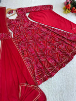 Viscose Rayon Bandhej Print Gown Set with Dupatta
