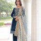 Viscose Velvet Embroidered Suit Set