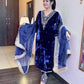 Viscose Velvet Embroidered Suit Set