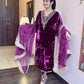 Viscose Velvet Embroidered Suit Set