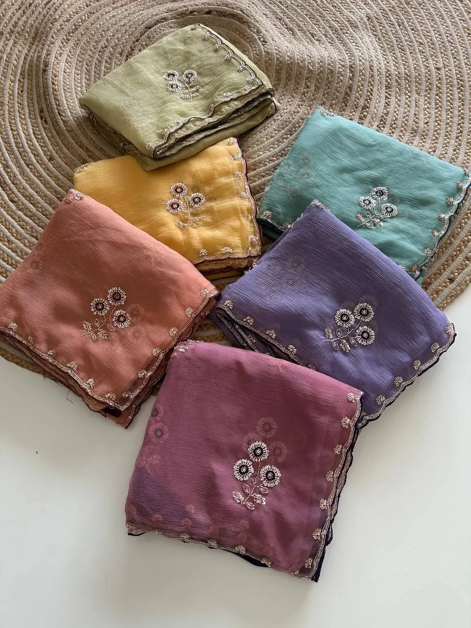 Wari Chiffon Silk Saree with Cutdana Work