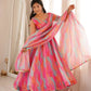 Watercolor Print Mirror Anarkali
