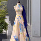 Watercolor Print Organza Lehenga Set