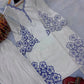White & Blue Embroidered Crepe Suit with Farshi Plazzo & Organza Dupatta – Summer Festive Wear