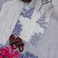 White & Blue Embroidered Crepe Suit with Farshi Plazzo & Organza Dupatta – Summer Festive Wear