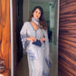 White & Blue Embroidered Crepe Suit with Farshi Plazzo & Organza Dupatta – Summer Festive Wear
