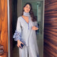 White & Blue Embroidered Crepe Suit with Farshi Plazzo & Organza Dupatta – Summer Festive Wear