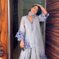 White & Blue Embroidered Crepe Suit with Farshi Plazzo & Organza Dupatta – Summer Festive Wear