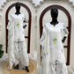 White Chanderi Thread Work Suit Set