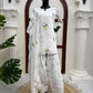 White Chanderi Thread Work Suit Set