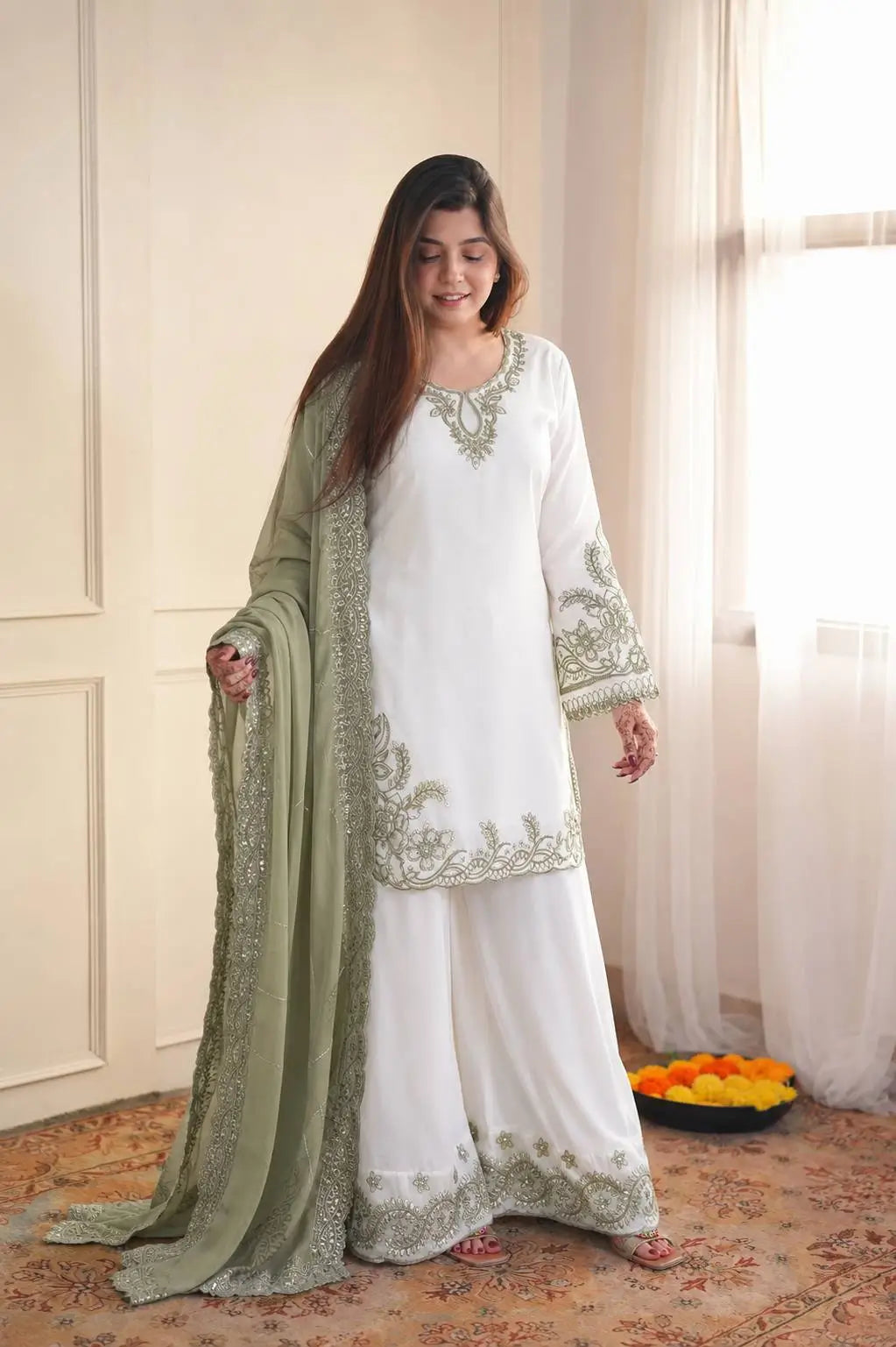 White Cutwork Embroidered Kurti