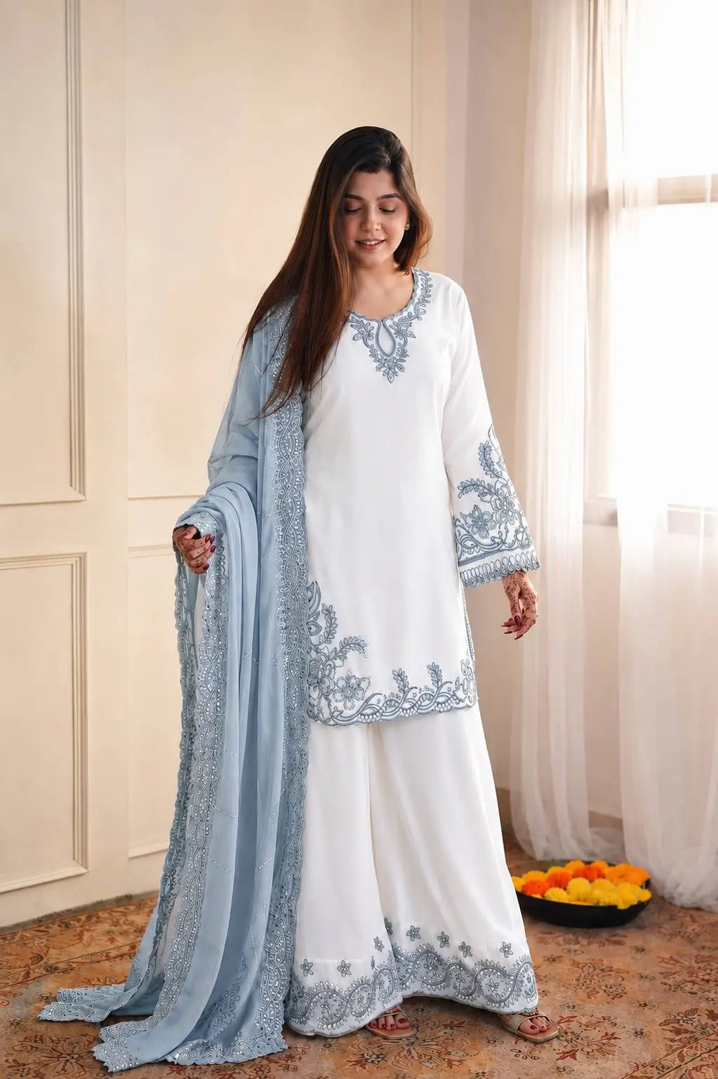 White Cutwork Embroidered Kurti