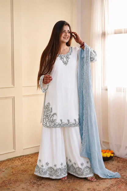 White Cutwork Embroidered Kurti