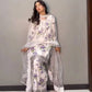 White Floral Georgette Kurta Palazzo Set