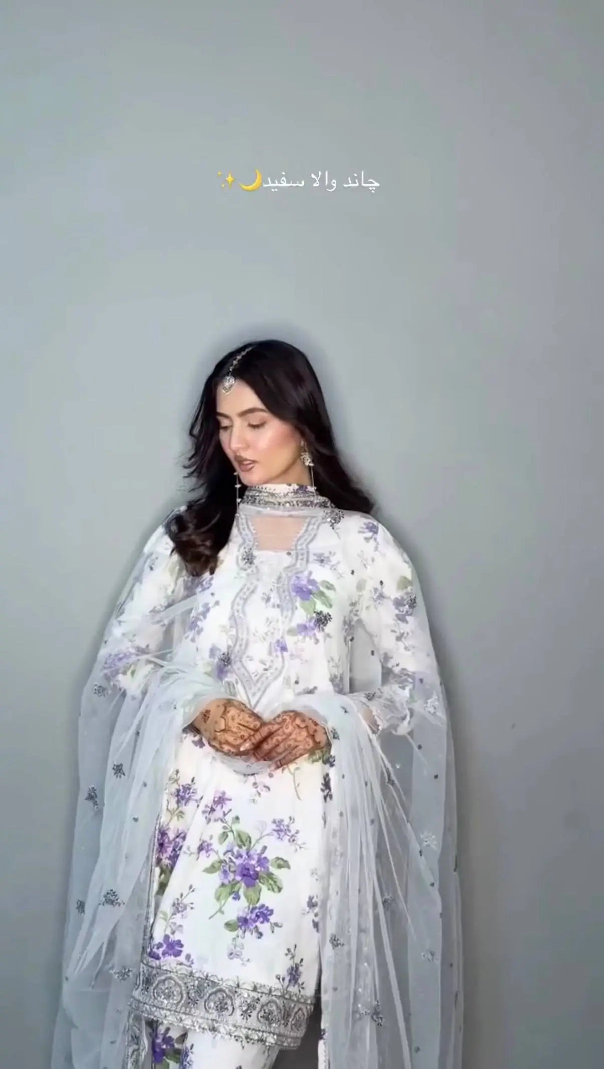 White Floral Georgette Kurta Palazzo Set