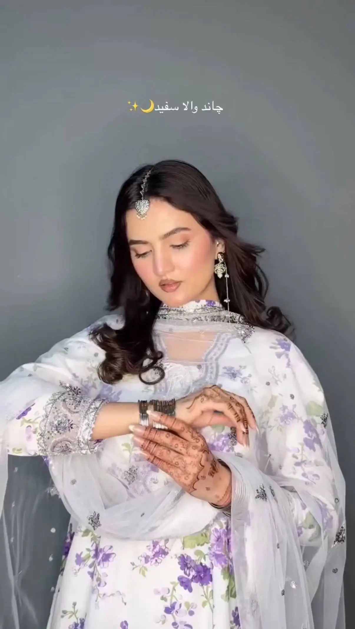 White Floral Georgette Kurta Palazzo Set