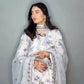 White Floral Georgette Kurta Palazzo Set