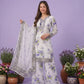 White Floral Georgette Kurta Palazzo Set