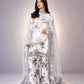 White Floral Georgette Kurta Palazzo Set