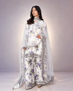 White Floral Georgette Kurta Palazzo Set