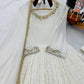 White Fox Georgette Anarkali Gown with Pant & Dupatta | Real Mirror & Sequin Embroidery