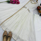 White Fox Georgette Anarkali Gown with Pant & Dupatta | Real Mirror & Sequin Embroidery