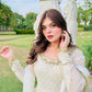 White Fox Georgette Anarkali Gown with Pant & Dupatta | Real Mirror & Sequin Embroidery