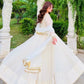 White Fox Georgette Anarkali Gown with Pant & Dupatta | Real Mirror & Sequin Embroidery
