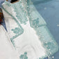 White Roman Glass Embroidery Suit with Dupatta