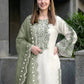 White Roman Glass Embroidery Suit with Dupatta