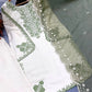 White Roman Glass Embroidery Suit with Dupatta