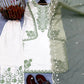 White Roman Glass Embroidery Suit with Dupatta