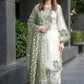 White Roman Glass Embroidery Suit with Dupatta