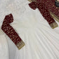 White and Maroon Faux Georgette Designer Maxi Anarkali Suit for Wedding and Festive Wear