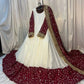 White and Maroon Faux Georgette Designer Maxi Anarkali Suit for Wedding and Festive Wear