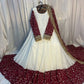White and Maroon Faux Georgette Designer Maxi Anarkali Suit for Wedding and Festive Wear
