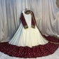 White and Maroon Faux Georgette Designer Maxi Anarkali Suit for Wedding and Festive Wear