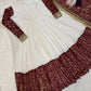 White and Maroon Faux Georgette Designer Maxi Anarkali Suit for Wedding and Festive Wear