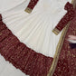 White and Maroon Faux Georgette Designer Maxi Anarkali Suit for Wedding and Festive Wear