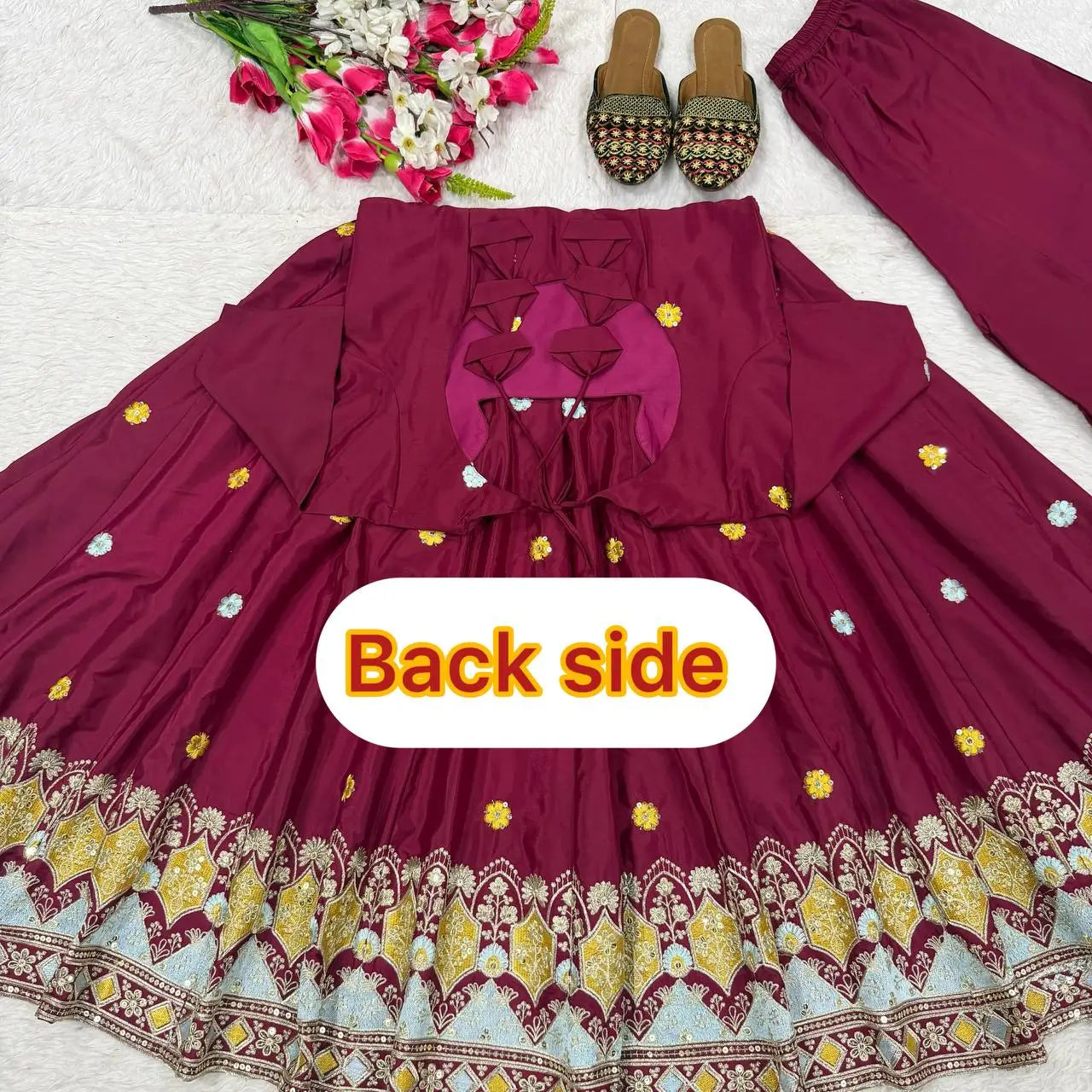 Wine Booti Border Anarkali
