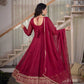 Wine Border Embroidered Anarkali