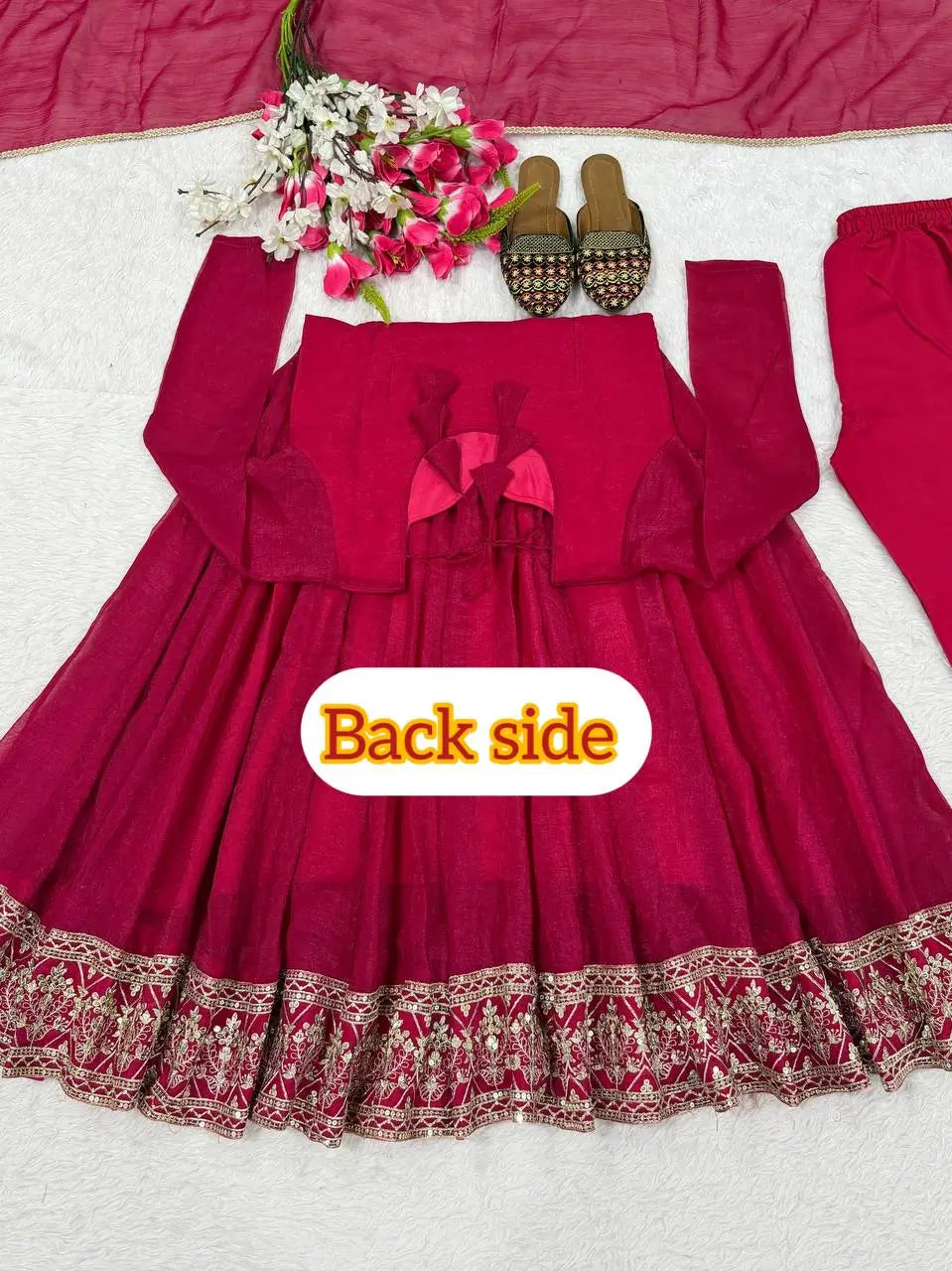 Wine Border Embroidered Anarkali