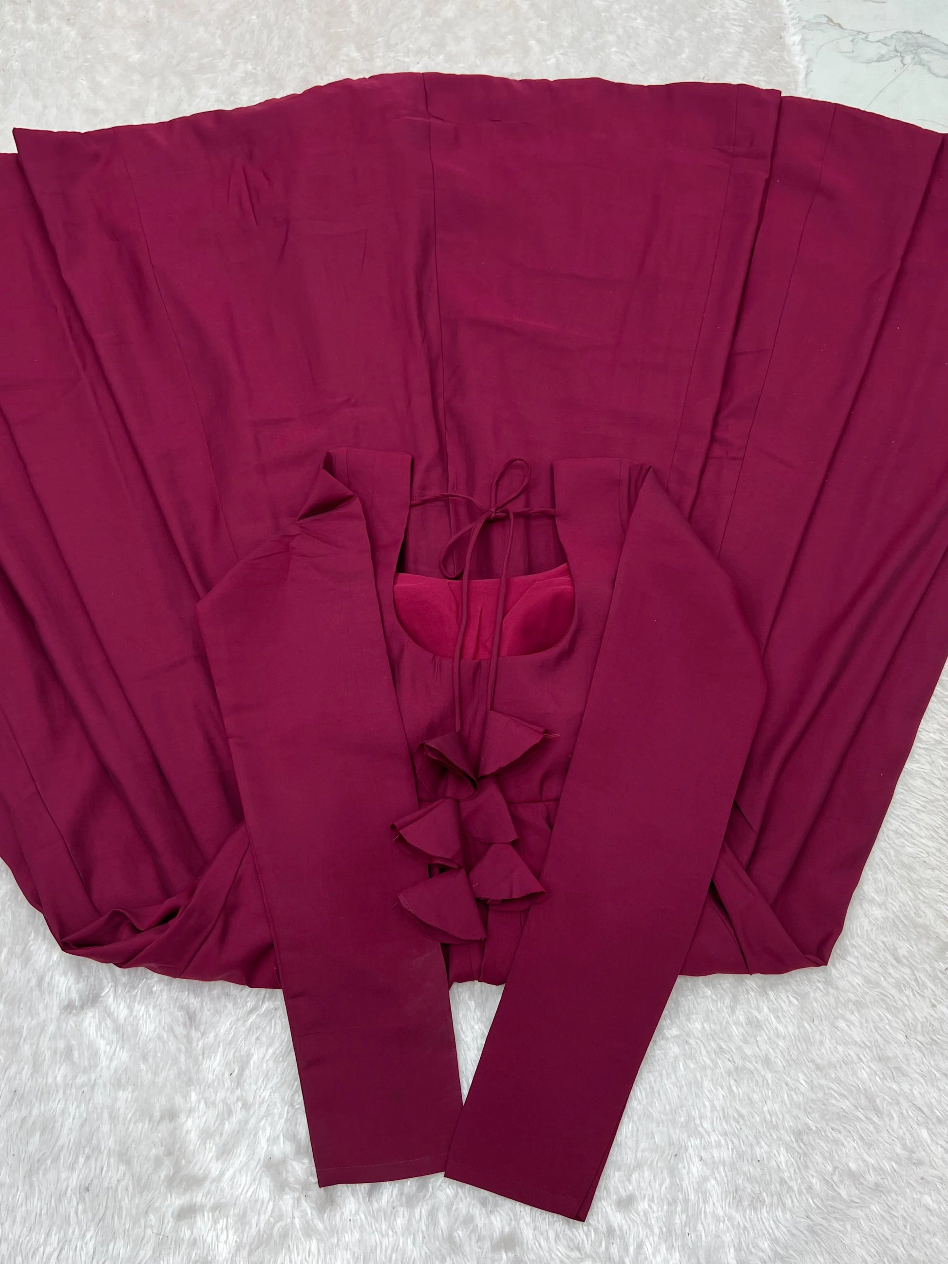 Wine Embroidered Jacket Anarkali