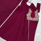 Wine Embroidered Jacket Anarkali