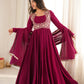 Wine Embroidered Jacket Anarkali