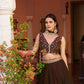 Wine Fendi Silk Sequin Lehenga Set