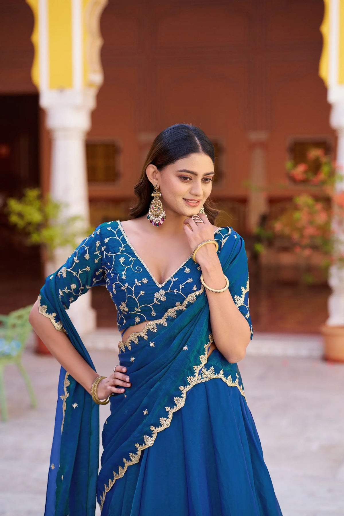 Wine Fendi Silk Sequin Lehenga Set